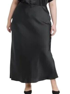 Plus-Size Black Satin Maxi Skirt Sz 4x Nwt